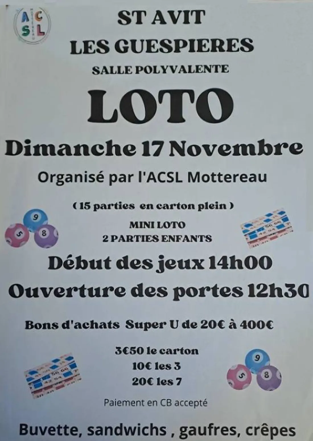 SAINT-AVIT-LES-GUESPIÈRES - Loto de l' ACSL Mottereau
