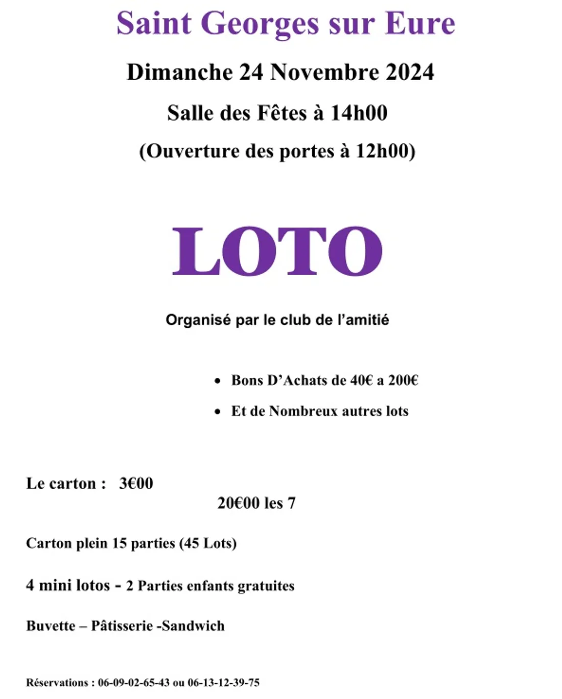SAINT-GEORGES-SUR-EURE - Loto du club de l'amitié