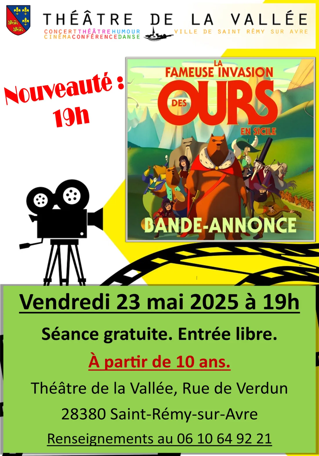 SAINT-RÉMY-SUR-AVRE - Cinéma : La Fameuse invasion des ours en Sicile