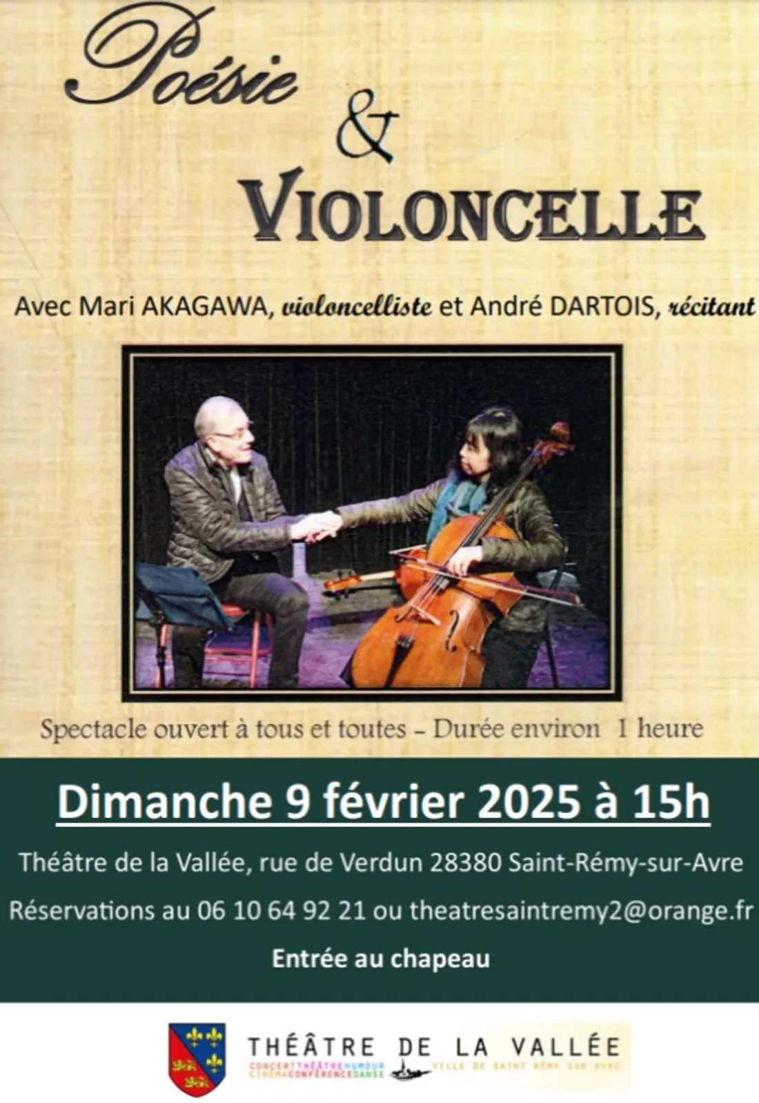 SAINT-RÉMY-SUR-AVRE - Spectacle : Poésie et violoncelle