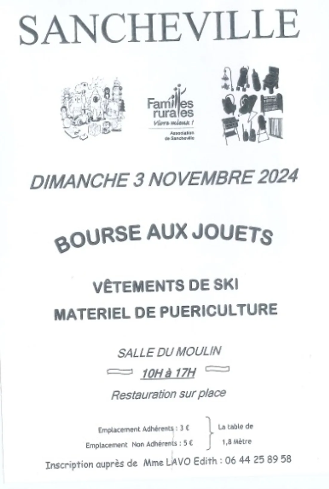 SANCHEVILLE - Bourse aux jouets des Familles Rurales