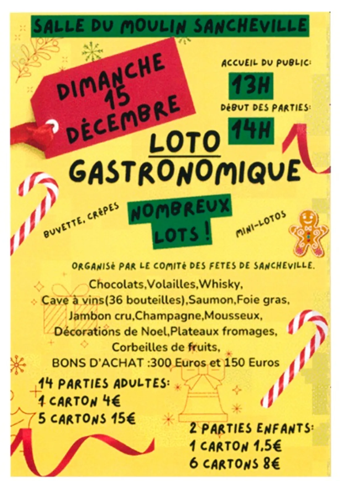 SANCHEVILLE - Loto gastronomique du comité des fêtes