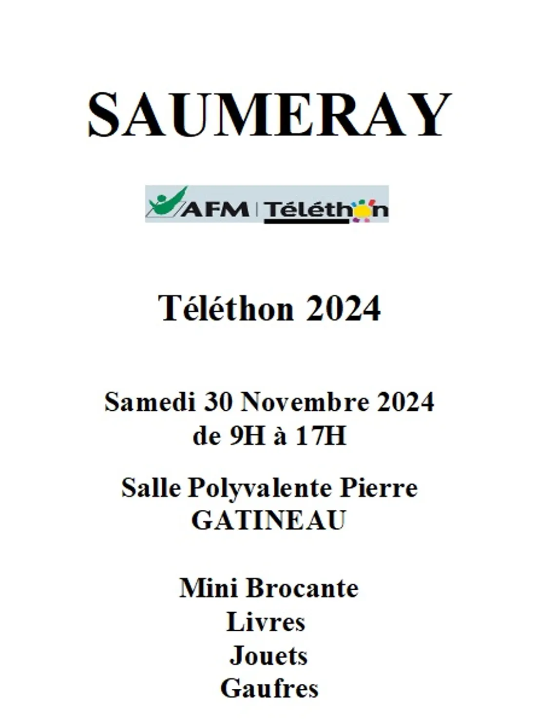 SAUMERAY - Téléthon : mini brocante