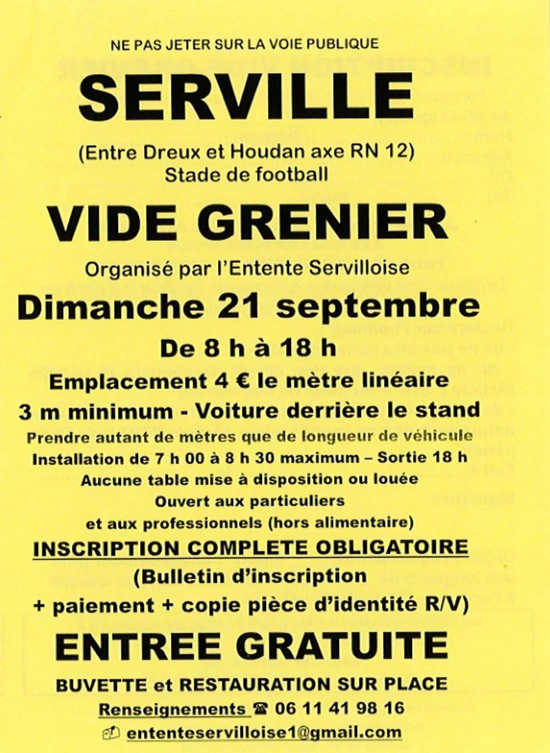 SERVILLE - Vide-greniers de l'Entente Servilloise