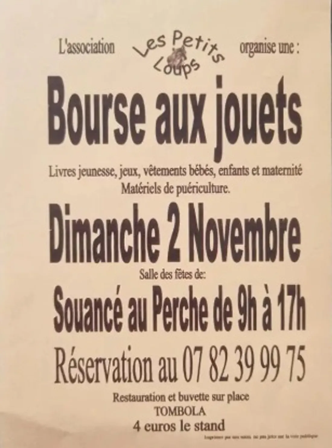 SOUANCÉ-AU-PERCHE - Bourse aux jouets des Petits Loups