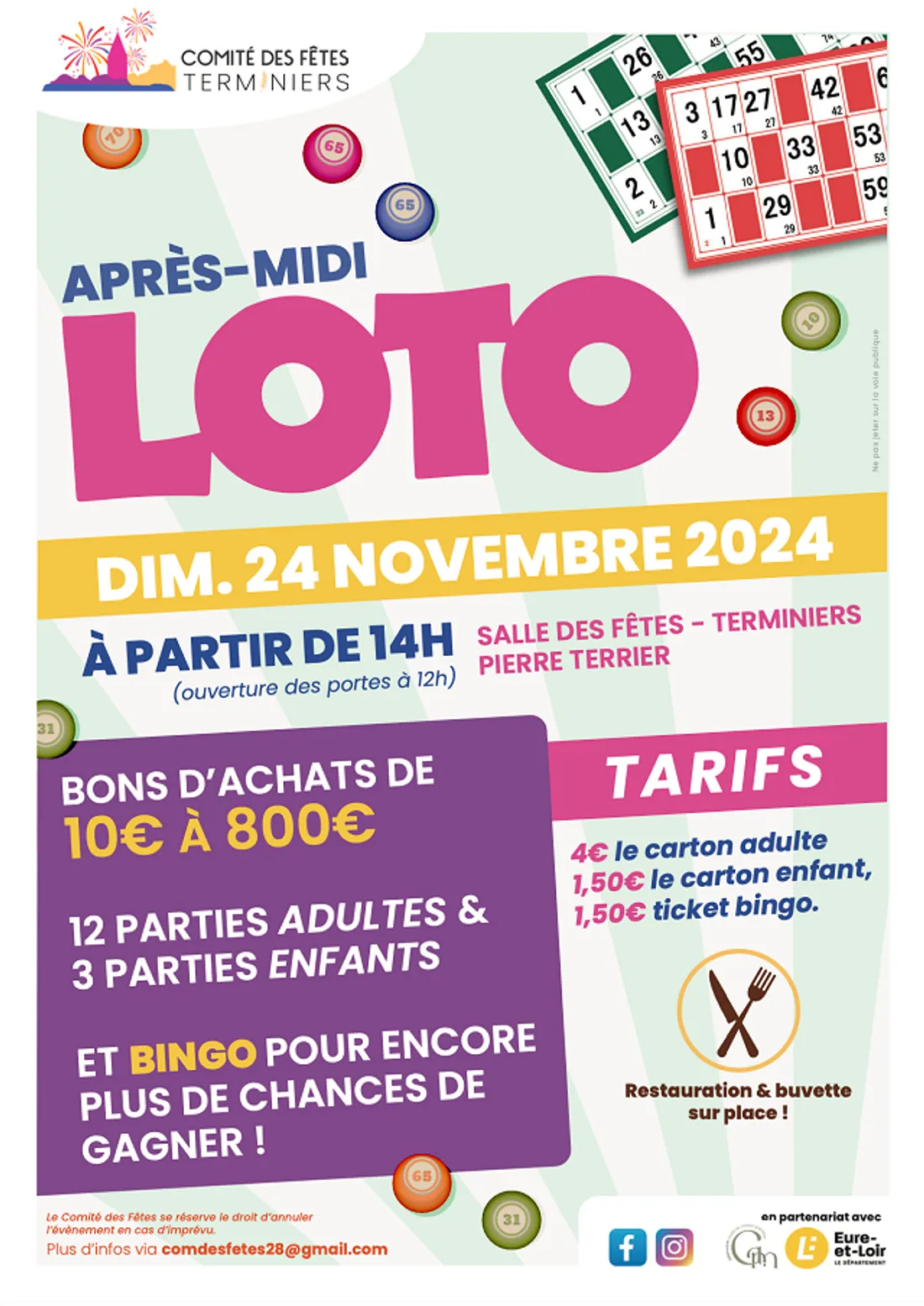 TERMINIERS - Loto du comité des fêtes