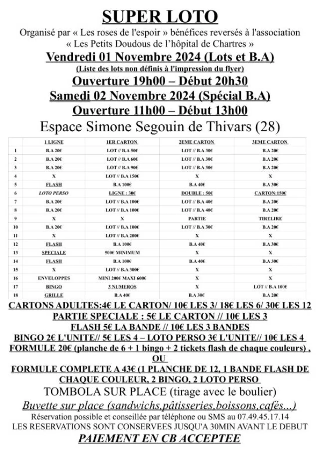 THIVARS - Loto des Roses de l'Espoir