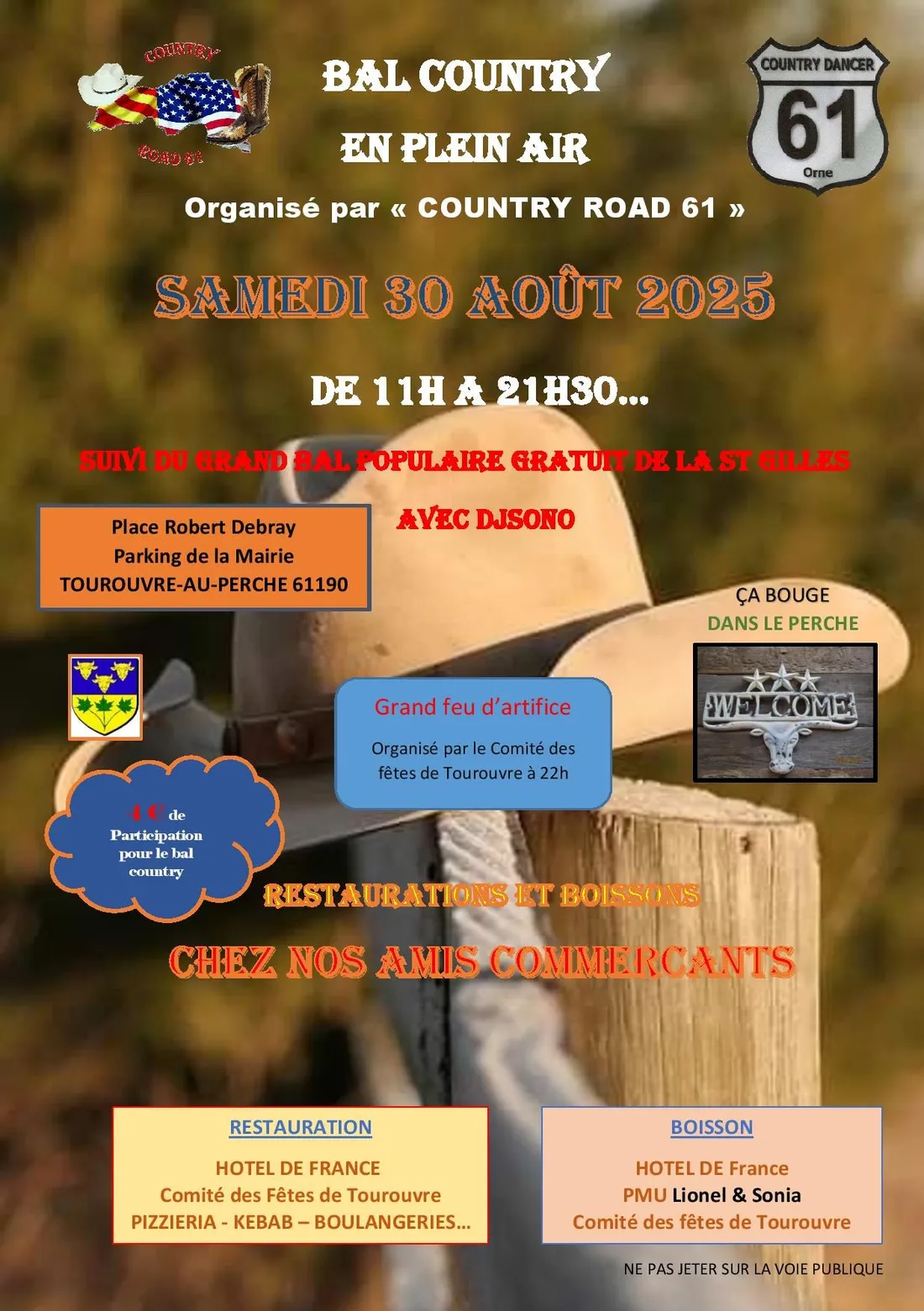TOUROUVRE (61) - Bal country, bal populaire et Feu d'artifice