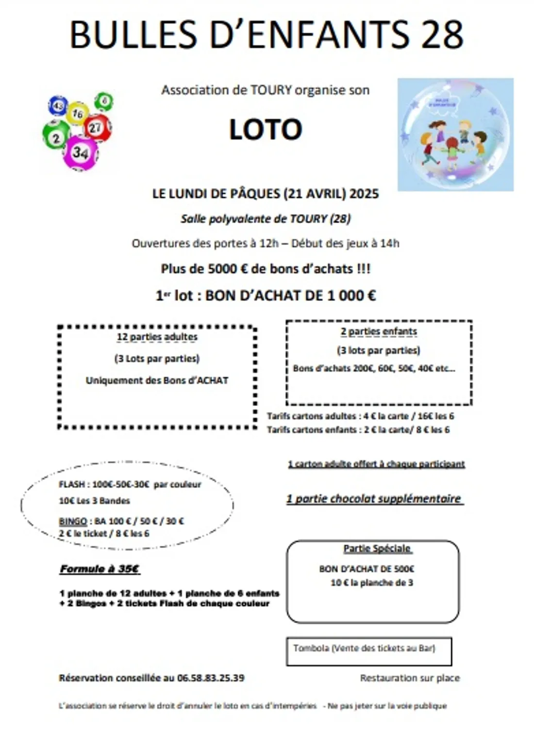 TOURY - Loto de Bulles d'Enfants 28