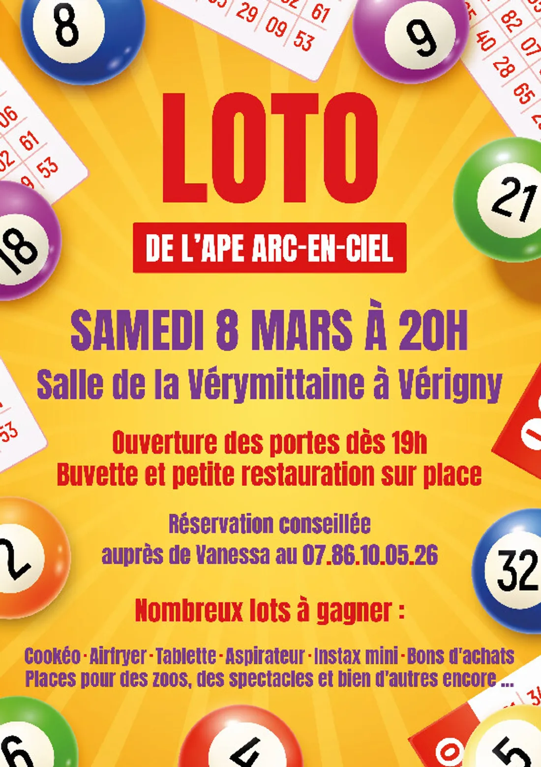 VÉRIGNY - Loto de l'APE Arc-en-Ciel