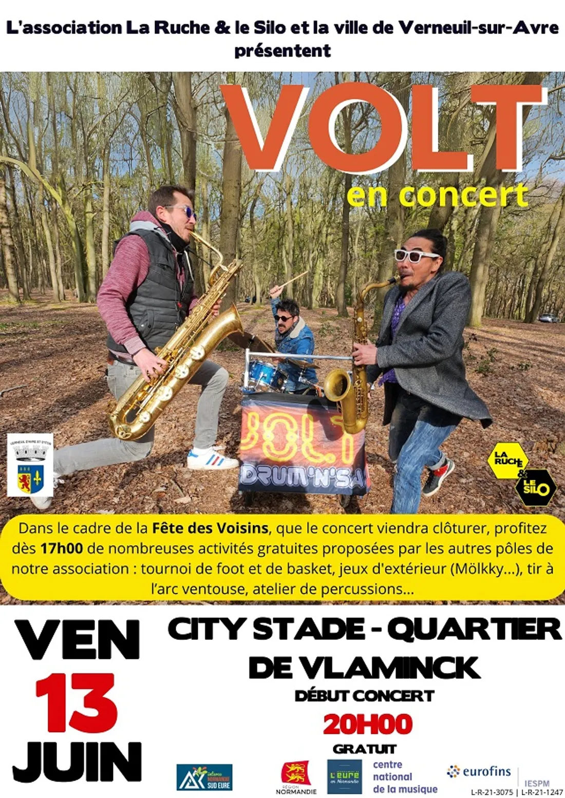 VERNEUIL-SUR-AVRE (27) - Fête des voisins et concert : Volt