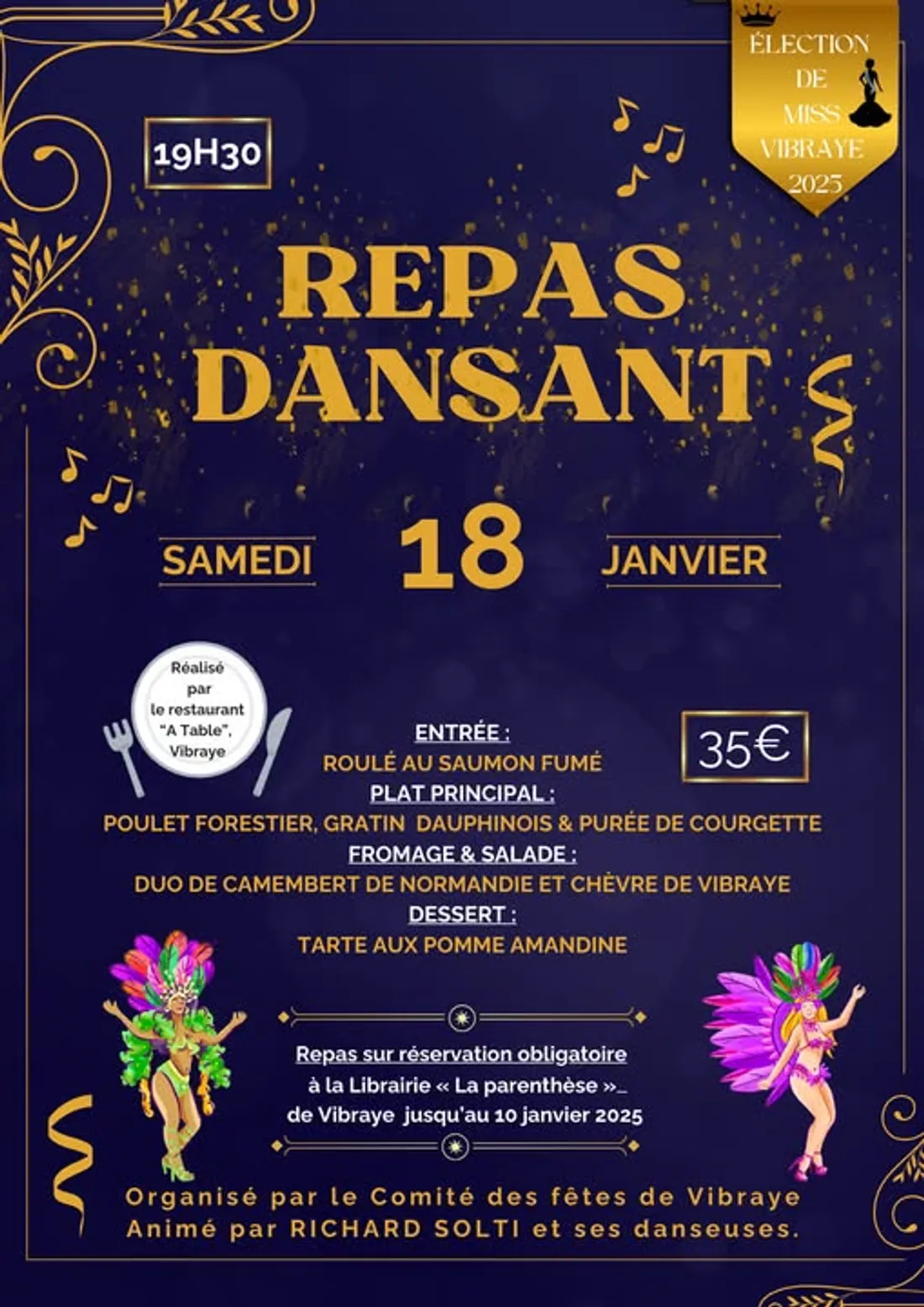VIBRAYE (72) - Repas Dansant et Élection de Miss Vibraye 2025