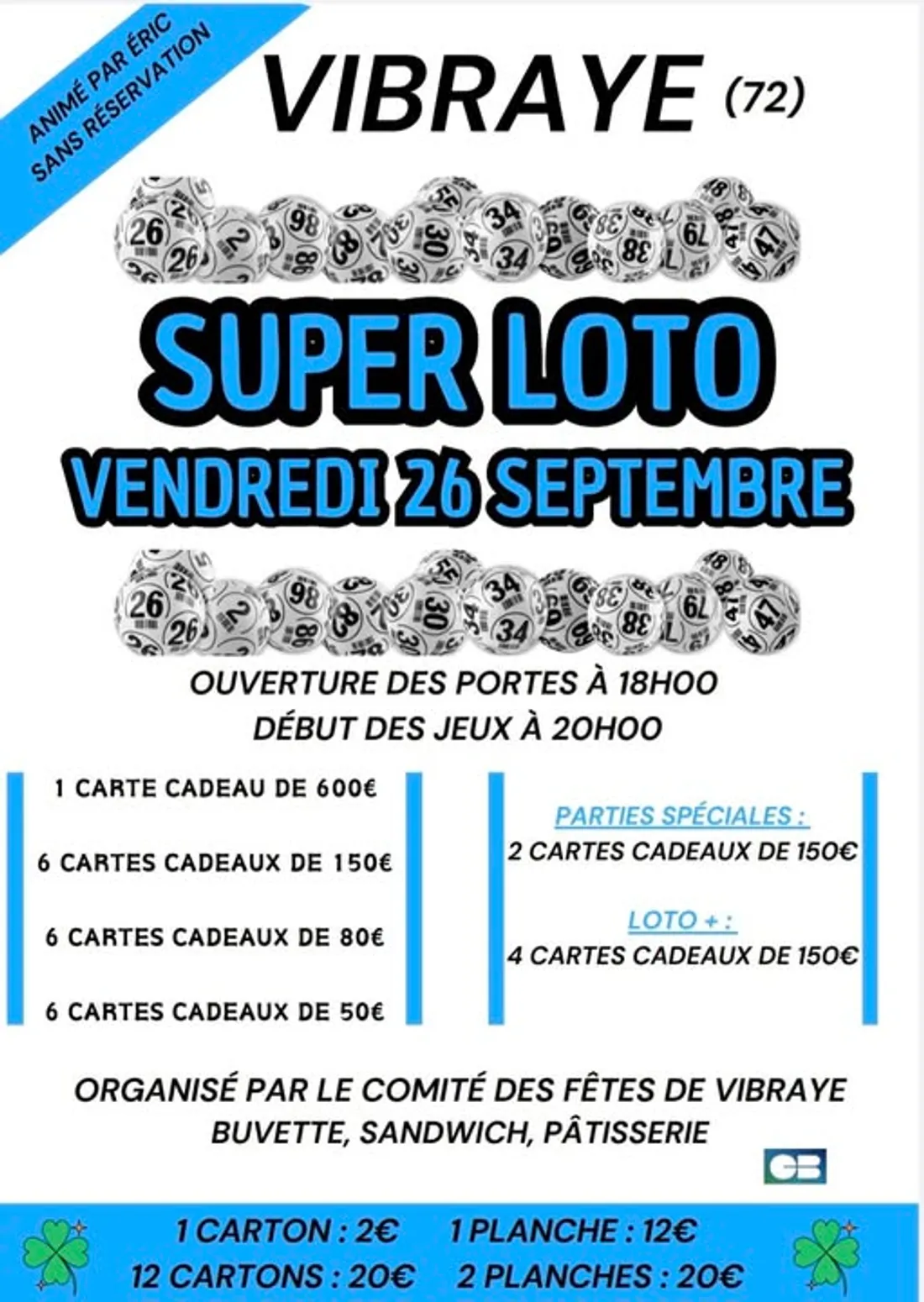 VIBRAYE (72) – Loto du comité des fêtes
