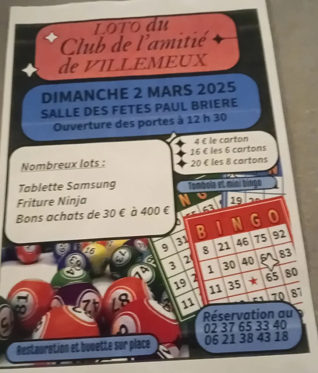 VILLEMEUX-SUR-EURE - Loto du club de l'amitié