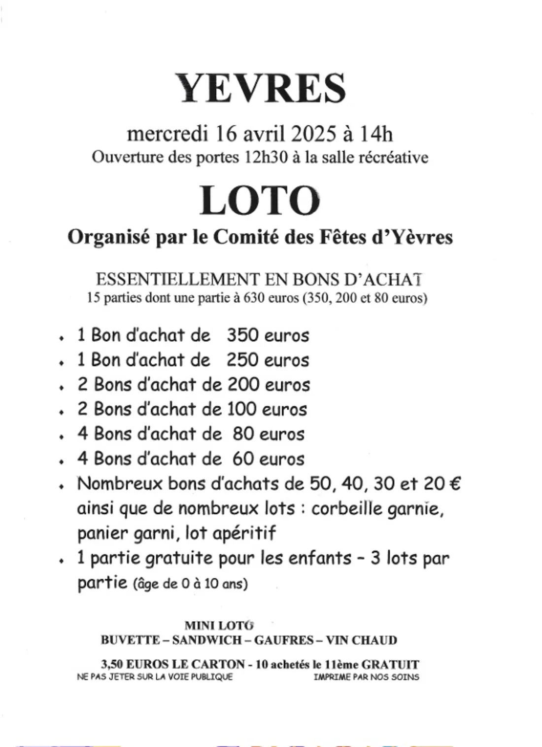 YÈVRES - Loto du comité des fêtes