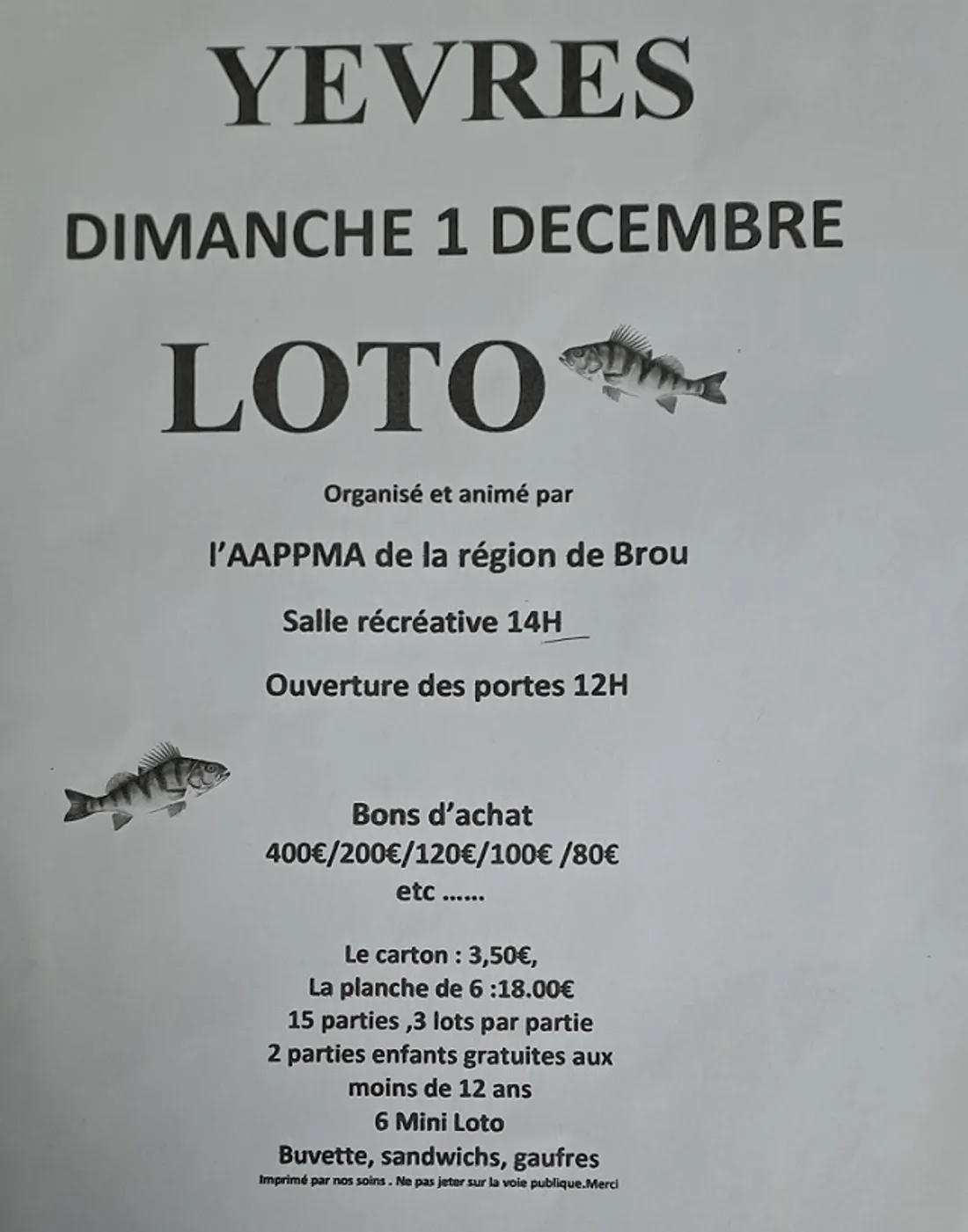YÈVRES - Loto de l'AAPPMA de la région de Brou