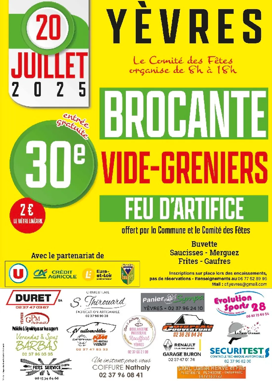 YÈVRES - 30e brocante, vide-greniers et Feu d'artifice