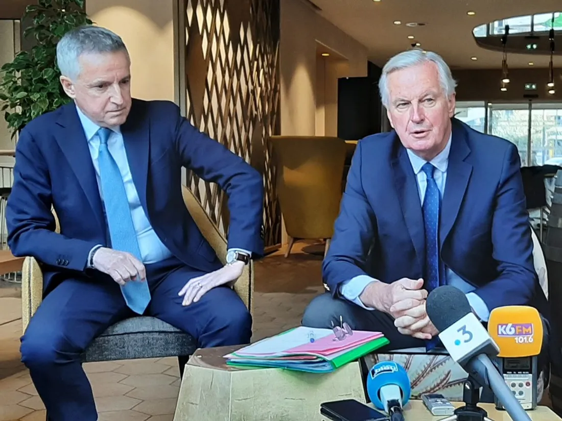 Michel Barnier, ici avec François-Xavier Dugourg, était venu à Dijon en octobre 2021