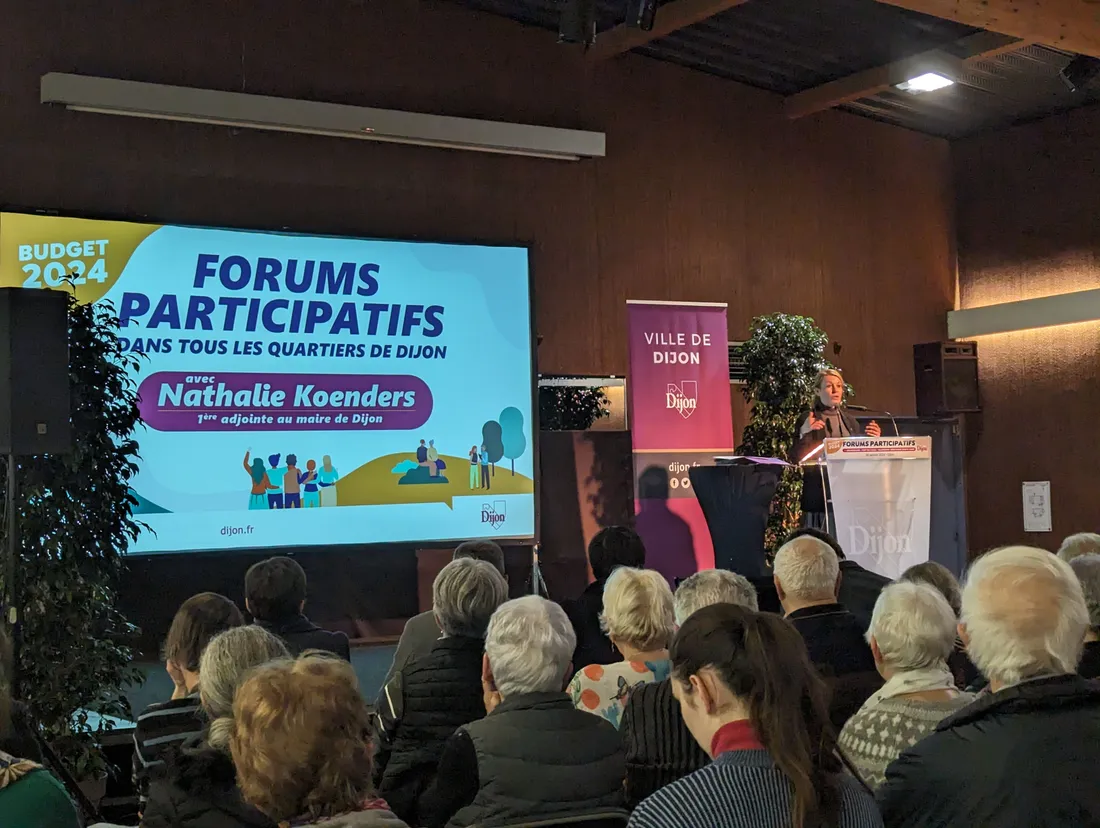Le 30 janvier, Nathalie Koenders a présenté le budget de Dijon pour 2024 à la MJC des Bourroches.
