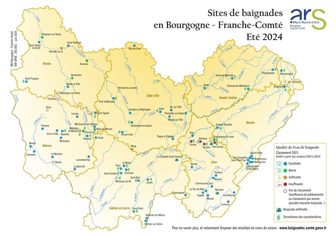 Qualité des eaux de baignade pour l'été 2024 