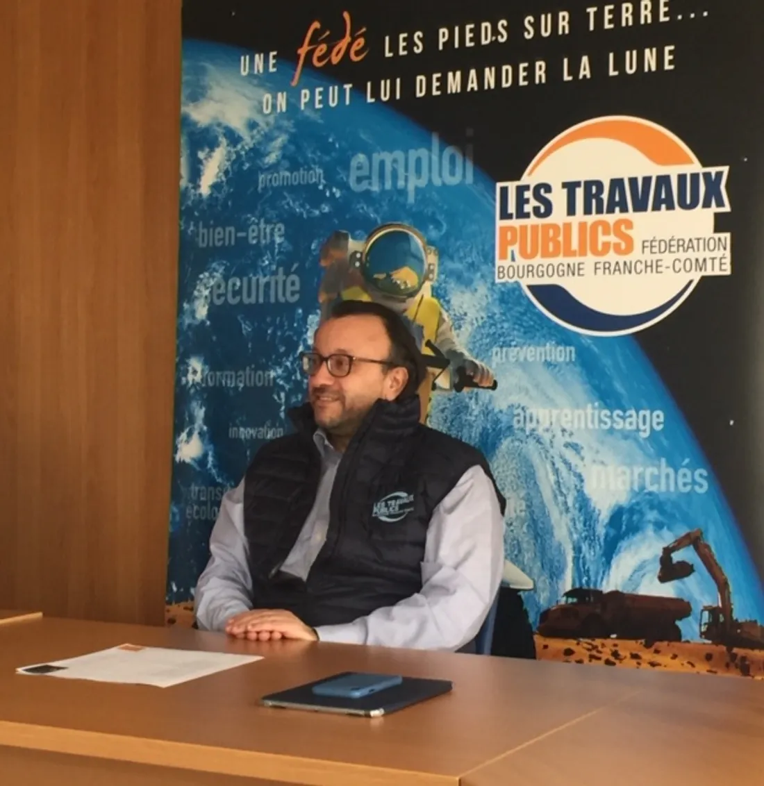 Vincent Martin est le président de la fédération régionale des travaux publics