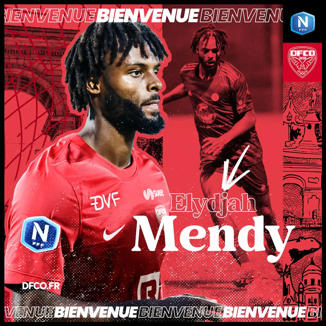 Elydjah Mendy est un défenseur axial gaucher, formé au Pau FC et révélé au FC Libourne.