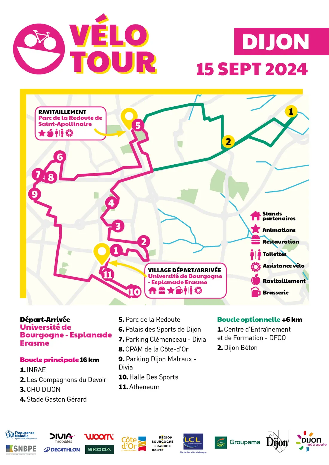 Le parcours du Vélotour à Dijon, le 15 septembre prochain.