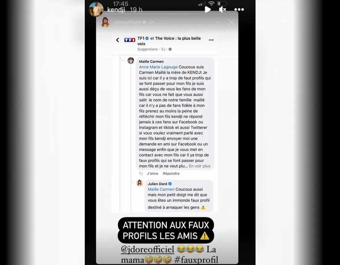 Kendji Girac relaie l'avertissement de Julien Doré aux internautes