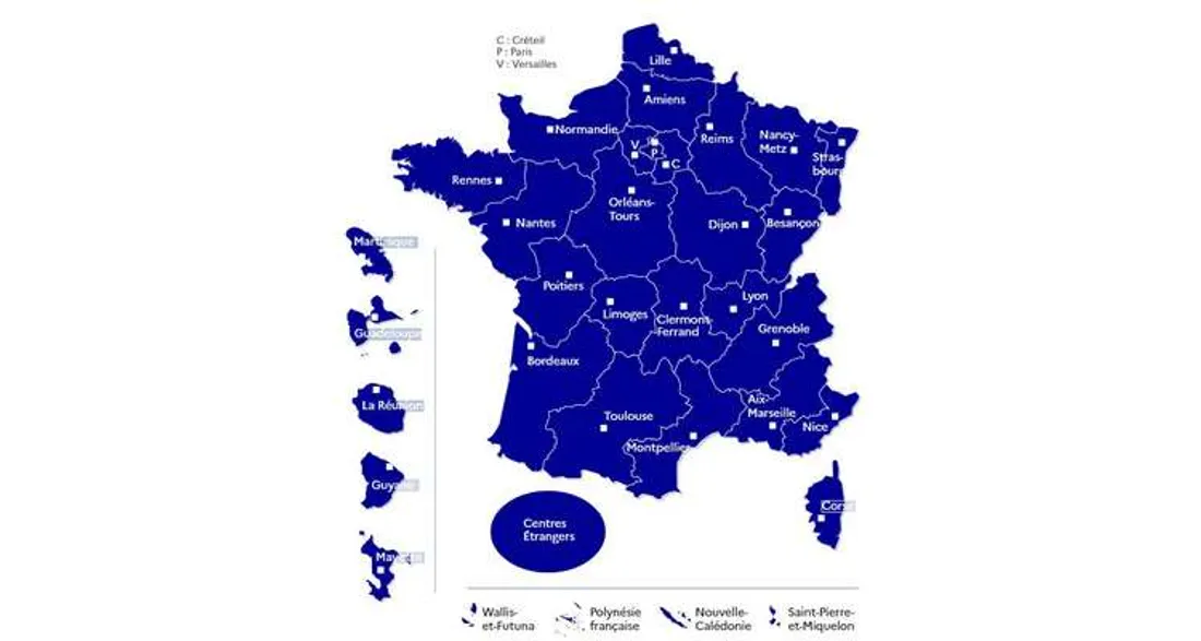 Carte des académies françaises