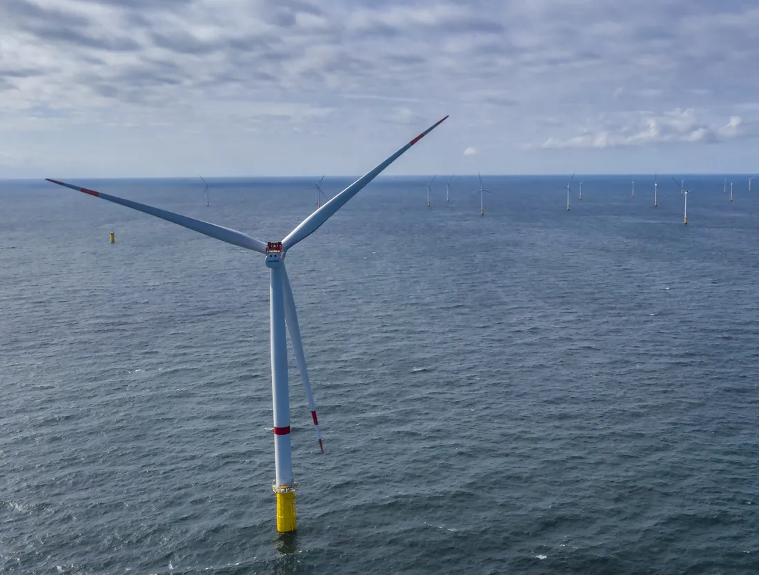 Une éolienne du parc Seamade en mer du Nord