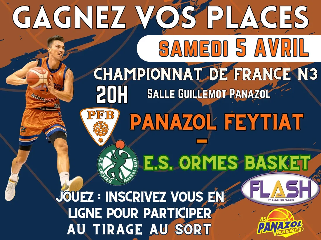 Gagnez vos places pour le match de basket Panazol Feytiat Basket contre ES Ormes Basket