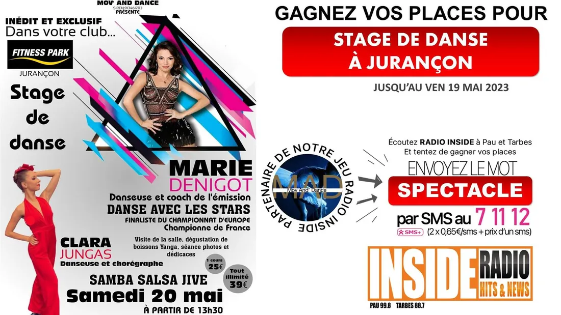 tentez de gagner vos places pour le stage de danse avec Marie Denigot au FitnessPark de Jurançon ! 