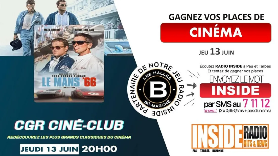 Gagnez vos invitations pour revoir le Mans 66 au CGR de Lescar à l'occasion du ciné club !