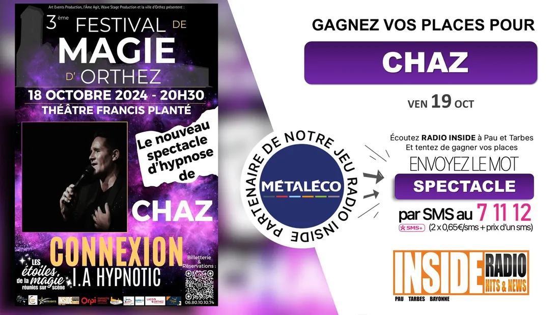 Gagnez vos invitations pour le spectacle de Chaz à l'occasion du 3ème festival de magie d'Orthez ! 