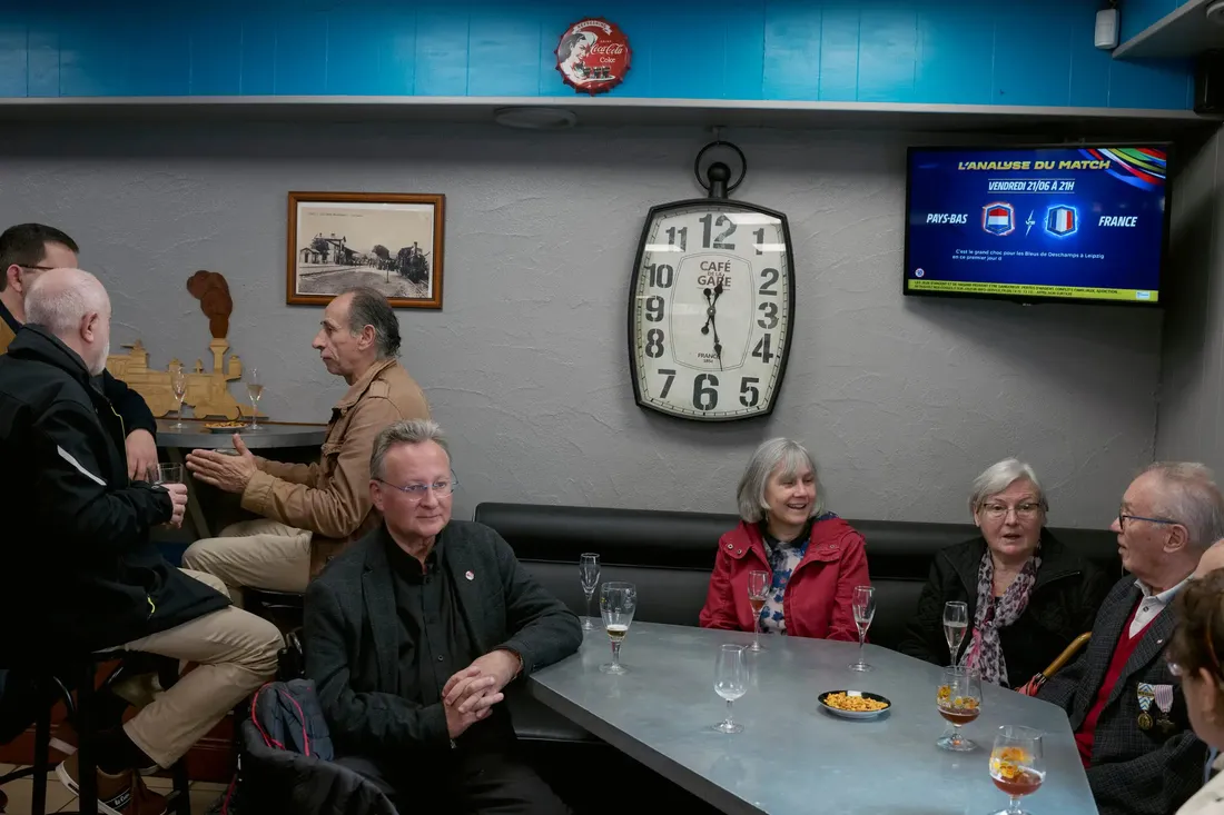 People in a local cafe in Gourin, in Brittany.