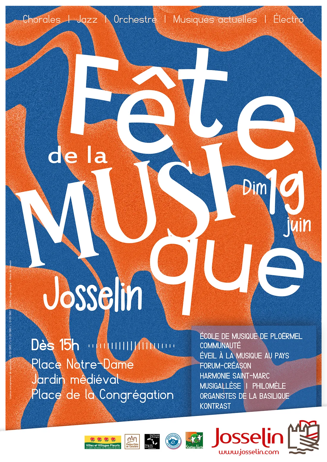 La Fête de la musique à Josselin, le dimanche 19 juin à partir de 15 H 00.