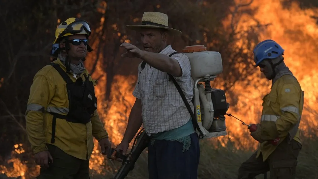 Feux de forêt à Corrientes (Argentine) pompiers