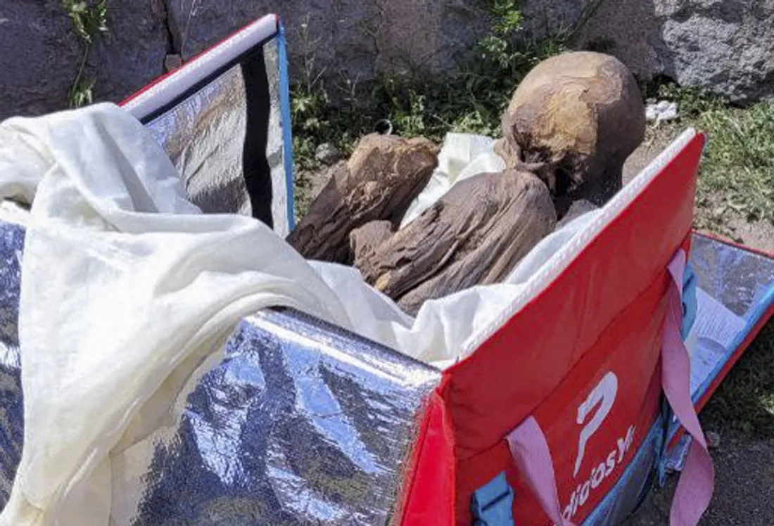 Découverte d'une momie de plus de 600 ans dans le sac isotherme d'un livreur au Pérou.