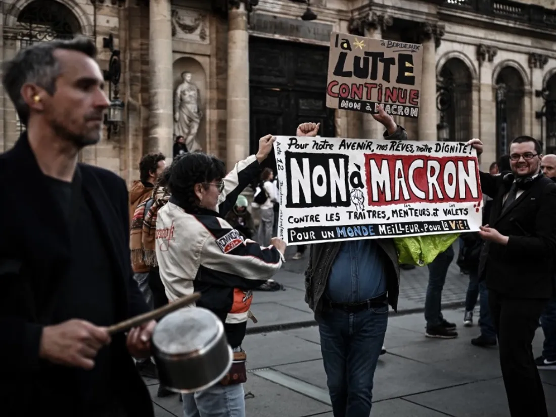 Manifestation hier à Bordeaux lors de l'allocution d'Emmanuel Macron.