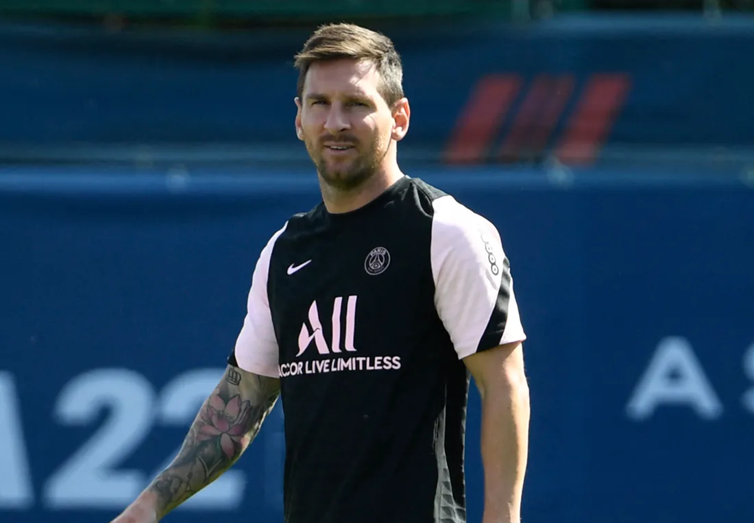 Lionel Messi au centre d'entraînement du PSG.