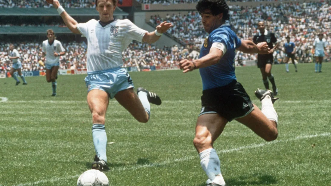 Maradona en quart de finale de la Coupe du monde Argentine - Angleterre, le 22 juin 1986.