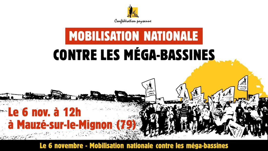 Les anti-bassines appellent à manifester le 6 novembre à Mauzé-sur-le-Mignon.