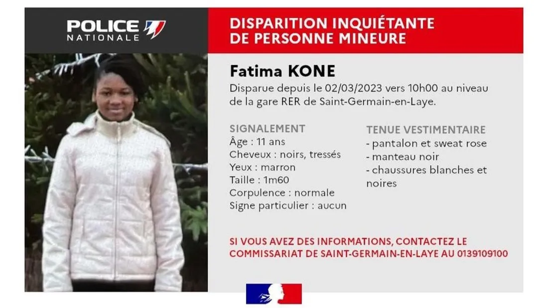 Disparition inquiétante d’une adolescente de 11 ans à Saint-Germain-en-Laye