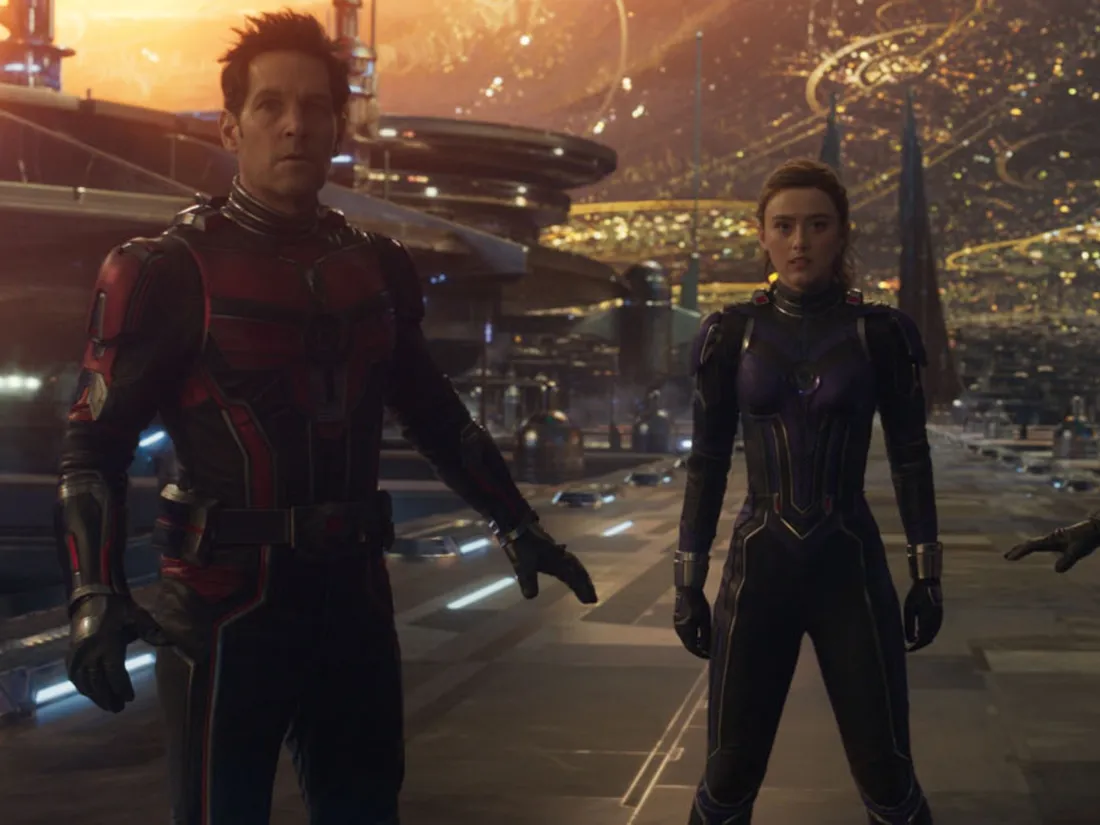 Paul Rudd, Katheryn Newton et Evangeline Lily dans "Ant-Man et la guêpe  : Quantumania".