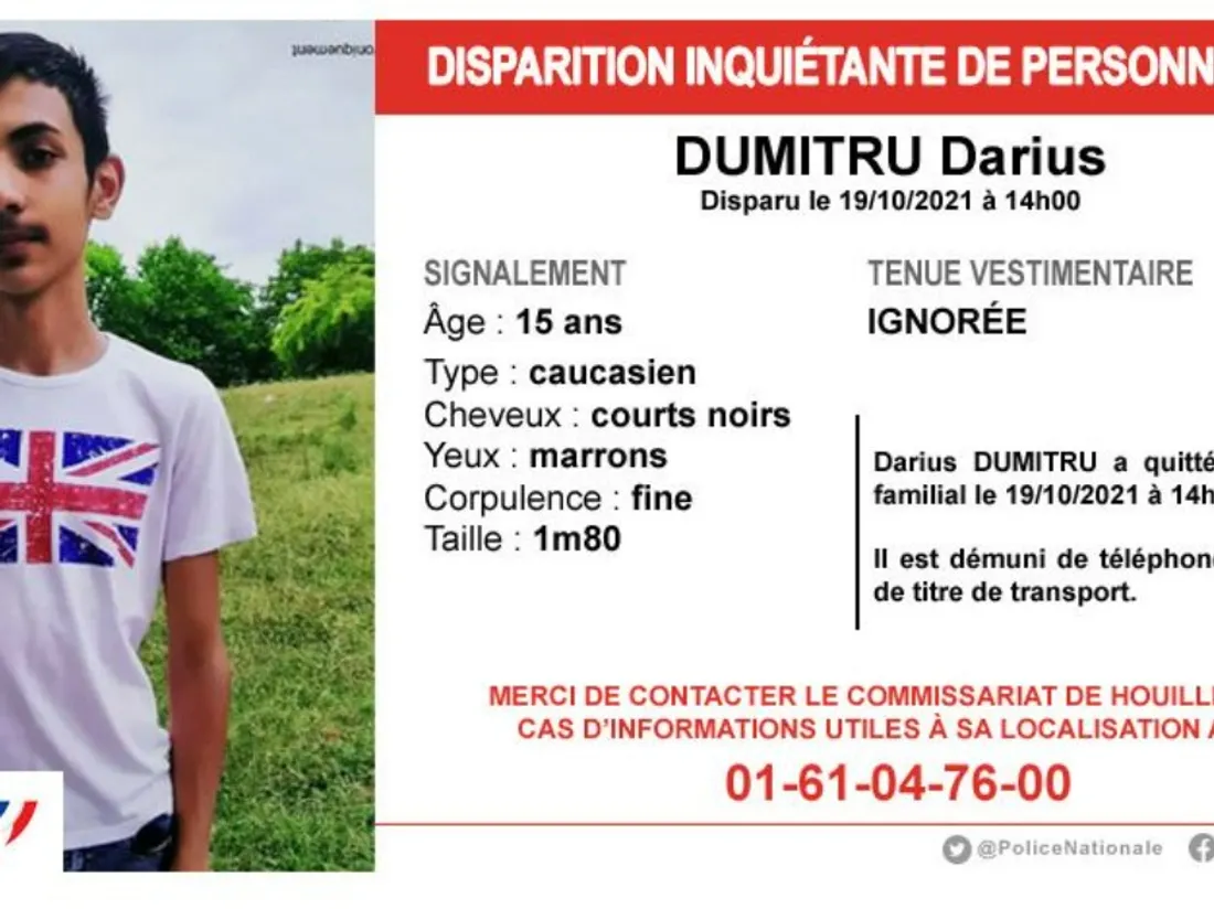 Appel à témoin pour retrouver Darius