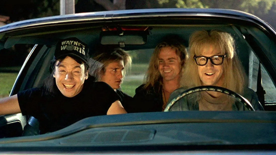Mike Myers, Michael DeLuise, Lee Tergesen et Dana Carvey dans "Wayne's Wolrd" (1992).