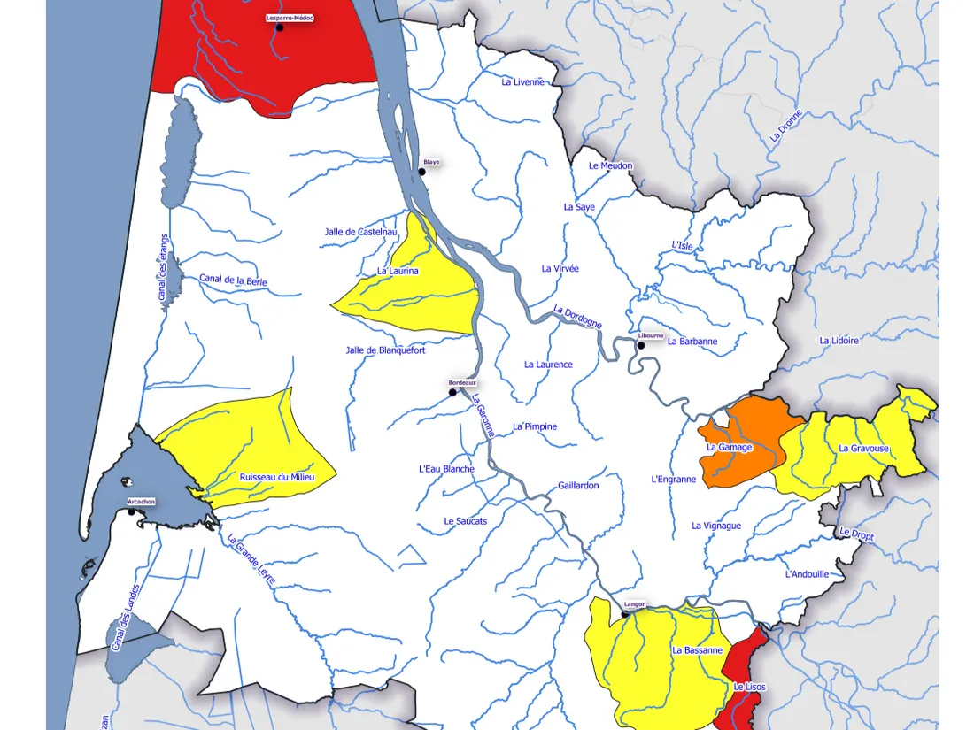 Carte des restrictions des prélèvements en eau