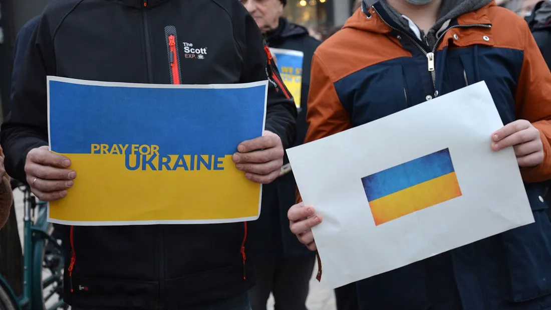 Rassemblement de soutien à l'Ukraine à Orléans, en février 2022.