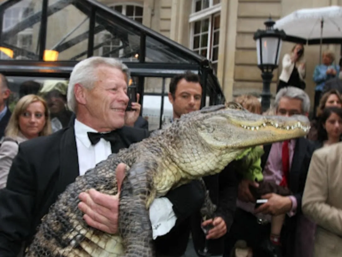Philippe Gillet en compagnie de son fidèle alligator, Gator