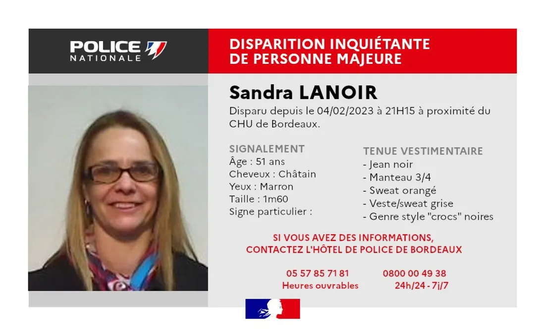 Sandra Lanoir a disparu depuis le samedi 4 février au soir
